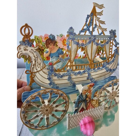 Merrimack vintage die cutout 3D ship Victorian card greetings - Picture 3 of 8